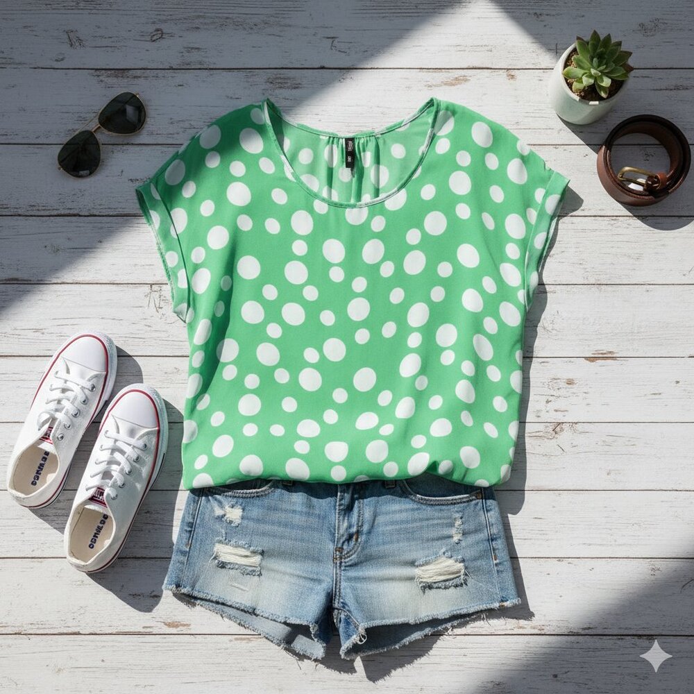 Massini Green Dolman Sleeve Blouse Relaxed Fit